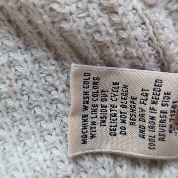 L.L. Bean Marled Open Front Open Weave Cardigan MEDIUM Beige Cream - Picture 3 of 16